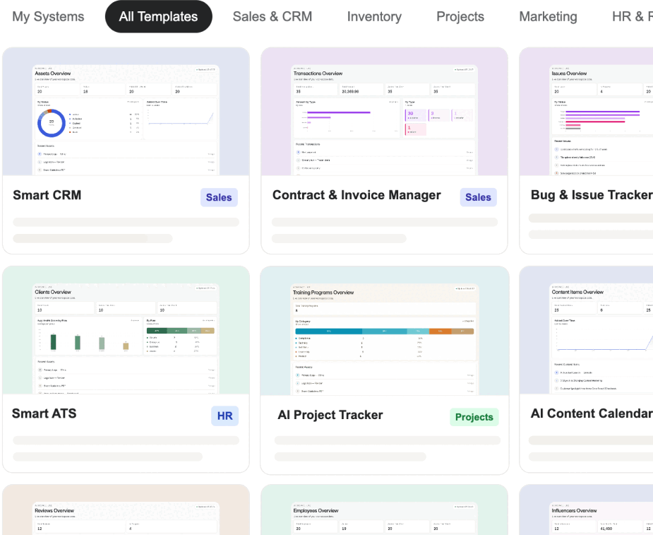 Custom Dashboards, CRM, and Systems in minutes