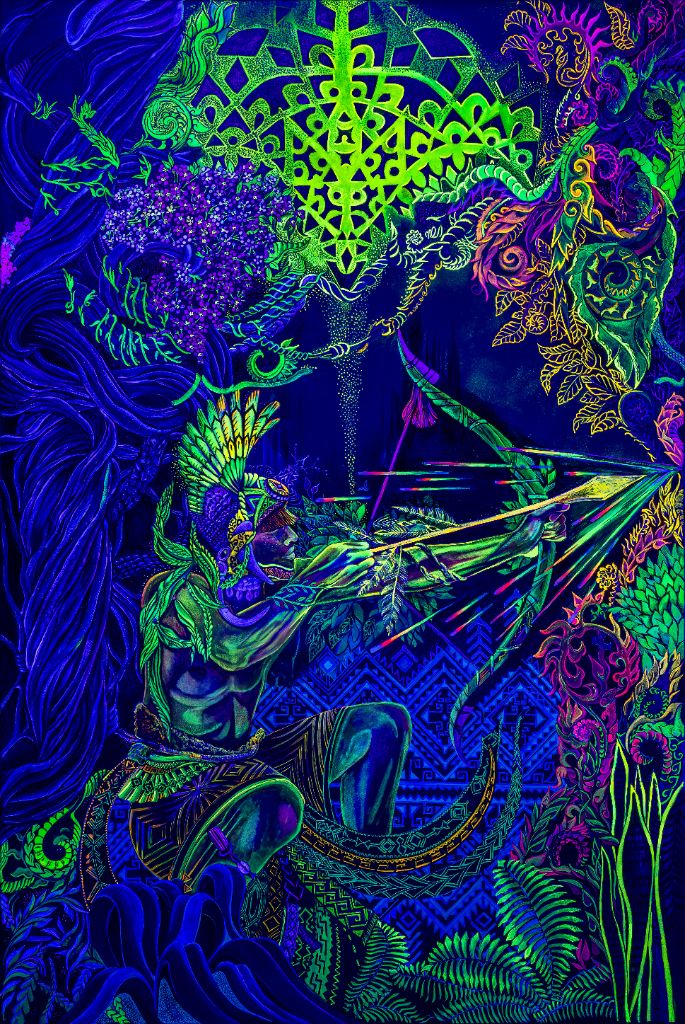Obra Oxóssi em Luz UV